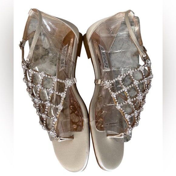 Badgley Mischka Zoanne Champagne Caged Jewel Design Thong Flats Sandals Size 6 - Picture 9 of 12